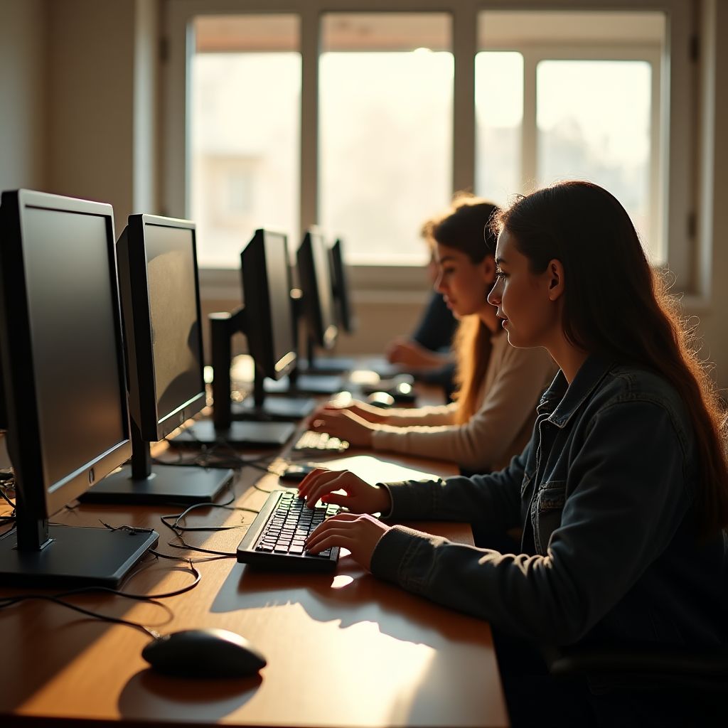 Estudiantes trabajando en el aula de diseño