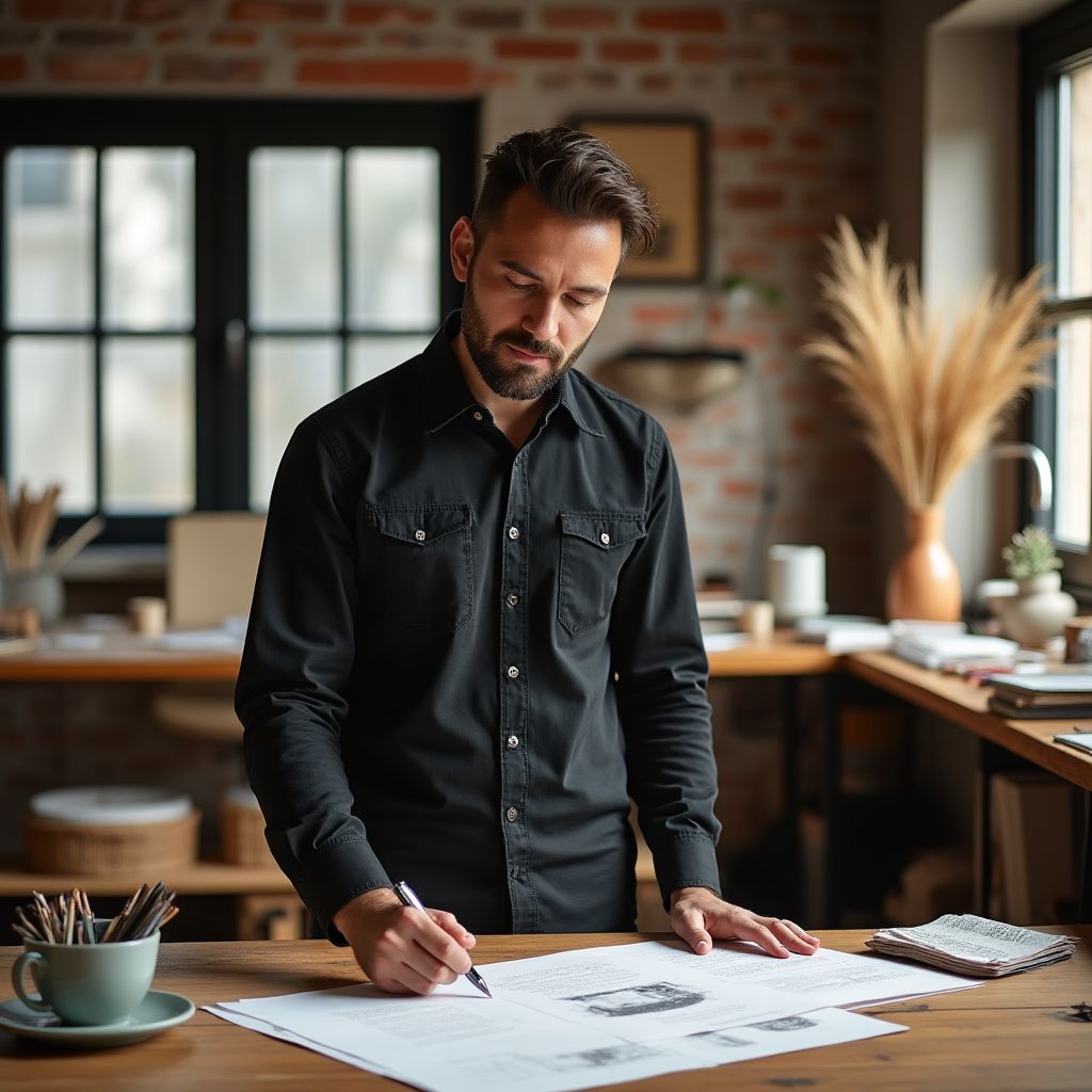 Emprendedor de diseño con su propio estudio